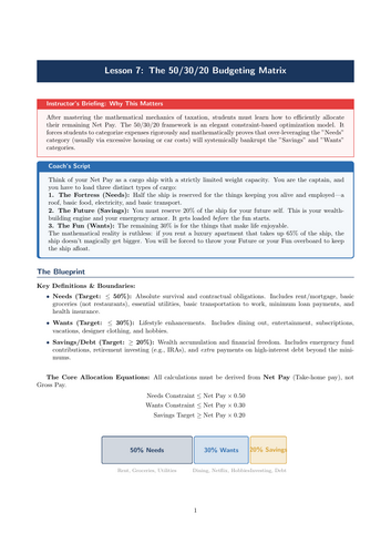 PSHE / Financial Education Cover Lesson: The 50/30/20 Budgeting Matrix (No Prep)