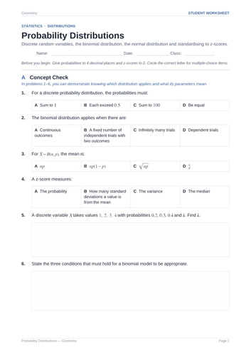 Probability Distributions Practice & Key