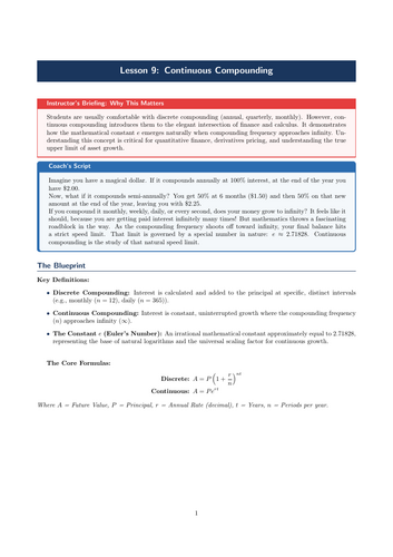 PSHE / Financial Education Cover Lesson: Continuous Compounding (No Prep)