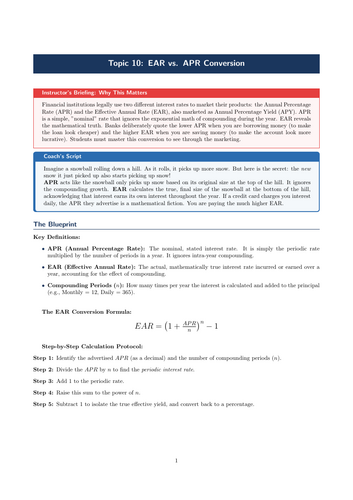 PSHE / Financial Education Cover Lesson: EAR vs. APR Conversion (No Prep)