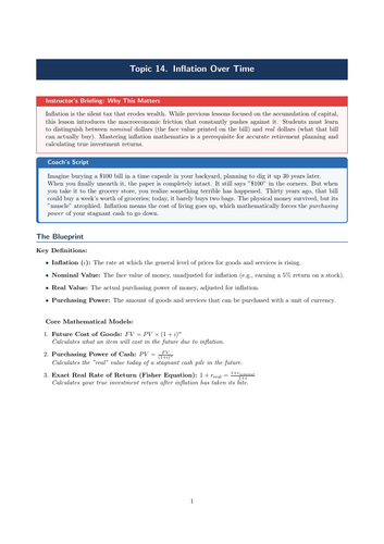 PSHE / Financial Education Cover Lesson: Inflation Over Time (No Prep)