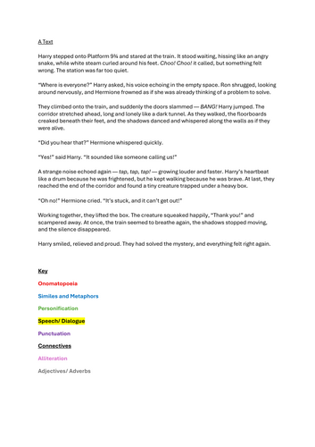 Harry Potter Features of a  Descriptive/ Story Text Year 5/6