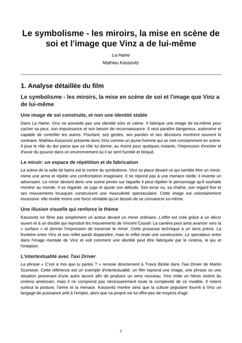 La Haine – Mirrors, Self-Performance and Vinz’s Self-Image