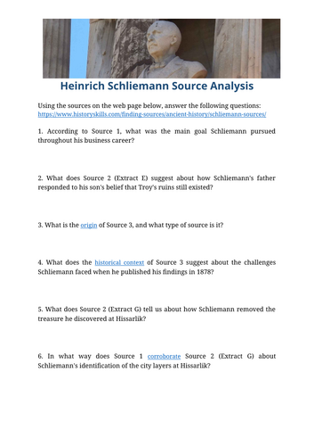 Heinrich Schliemann Source Analysis Worksheet