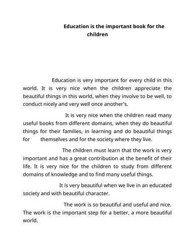 Education is the important book for the children