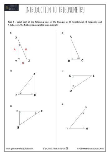 Introduction to Trigonometry - Maths GCSE Foundation Worksheet