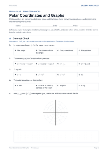 Polar Coordinates and Graphs Practice & Key