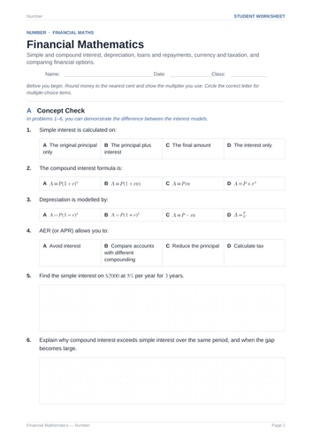 Financial Mathematics Practice & Key