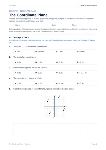 The Coordinate Plane Practice & Key