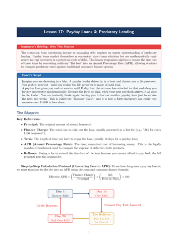 PSHE / Financial Education Cover Lesson: Payday Loans & Predatory Lending (No Prep)