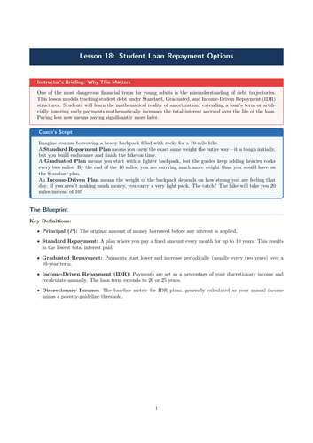 PSHE / Financial Education Cover Lesson: Student Loan Repayment Options (No Prep)