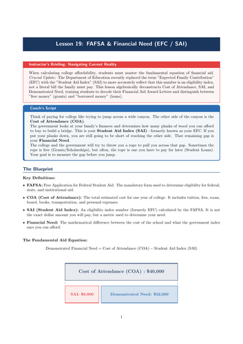 PSHE / Financial Education Cover Lesson: FAFSA & Expected Family Contribution (EFC) (No Prep)