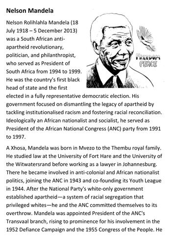 Nelson Mandela Handout