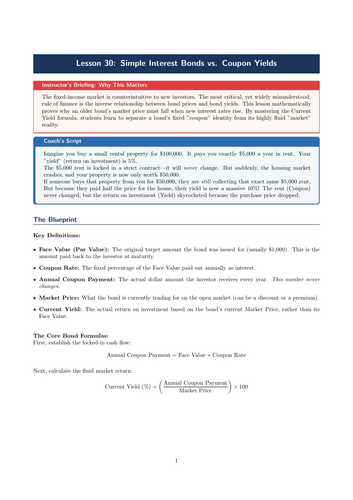 PSHE / Financial Education Cover Lesson: Simple Interest Bonds vs. Coupon Yields (No Prep)