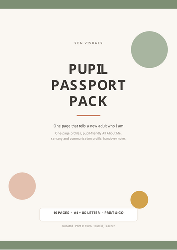 Pupil Passport & One-Page Profile Pack | SEN Handover & All About Me