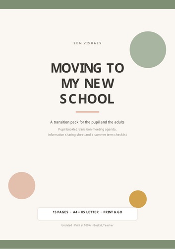 Transition Pack: Moving to a New School | SEN Pupil Booklet & Staff Planning