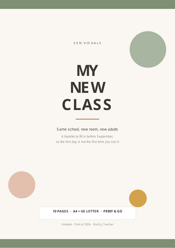 My New Class | SEN Moving Up Booklet for September, Same School New Teacher