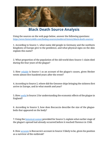Black Death Source Analysis Worksheet