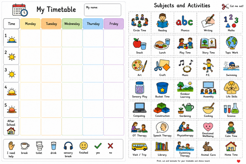 Visual Timetable with Choice Cards
