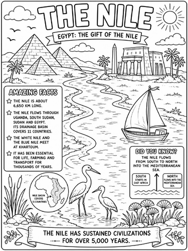 The Nile Colouring Poster