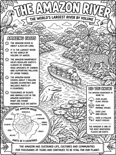 The Amazon River Colouring Poster