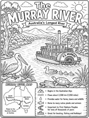The Murray River Colouring Poster