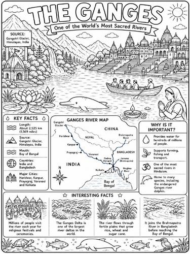 The Ganges Colouring Poster