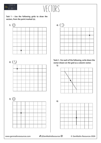 Vectors - Maths GCSE Foundation Worksheet