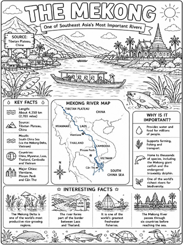 The Mekong Colouring Poster