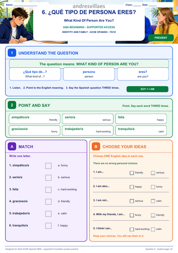 AQA GCSE SEND Spanish Foundation: Identity & Family