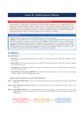 PSHE / Financial Education Cover Lesson: Health Insurance Matrices (No Prep)