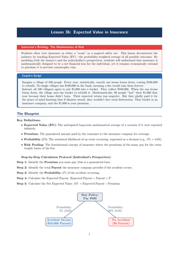 PSHE / Financial Education Cover Lesson: Expected Value in Insurance (No Prep)