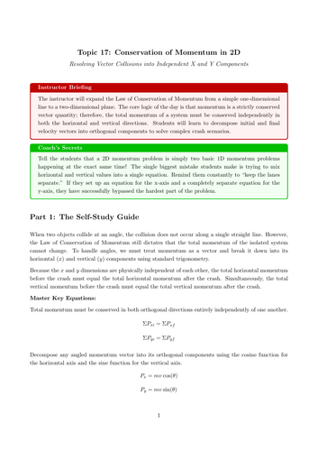AS Level Physics Cover Lesson: Conservation of Momentum in 2D (No Prep)