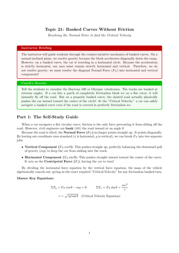 AS Level Physics Cover Lesson: Banked Curves Without Friction (No Prep)
