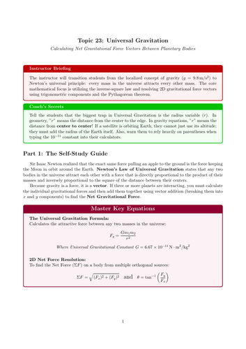 AS Level Physics Cover Lesson: Universal Gravitation (No Prep)