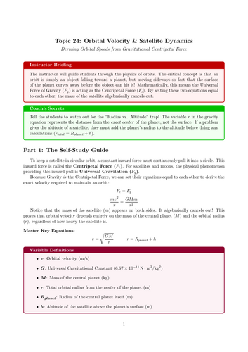 AS Level Physics Cover Lesson: Orbital Velocity & Satellite Dynamics (No Prep)