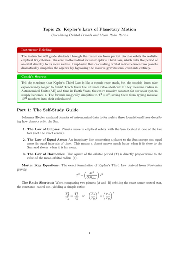 AS Level Physics Cover Lesson: Kepler’s Laws of Planetary Motion (No Prep)