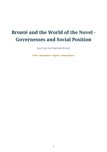 Jane Eyre – Governesses and Social Position