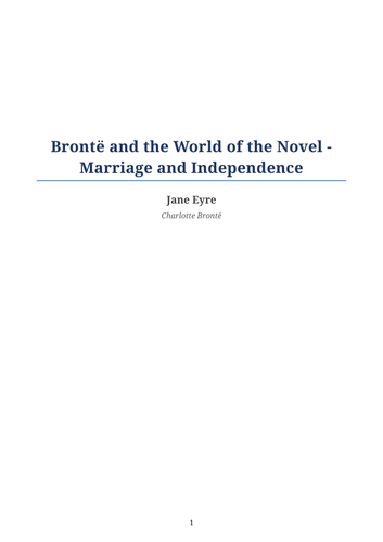 Jane Eyre – Marriage and Independence