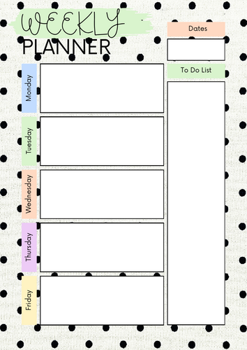 Pastel Polka Dot Weekly Teacher Planner