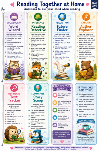 Y3/4 Reading at home bookmarks