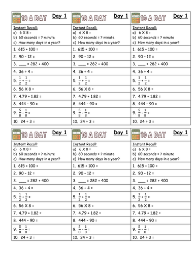 Year 6 Arithmetic 10 a day