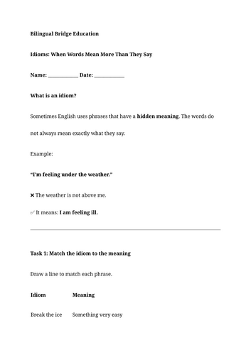 The Bilingual Bridge - IDIOMS