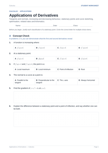 Applications of Derivatives Practice & Key