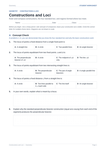 Constructions and Loci Practice & Key