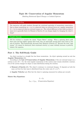 AS-Level Physics Cover Work: Conservation of Angular Momentum (No Prep)