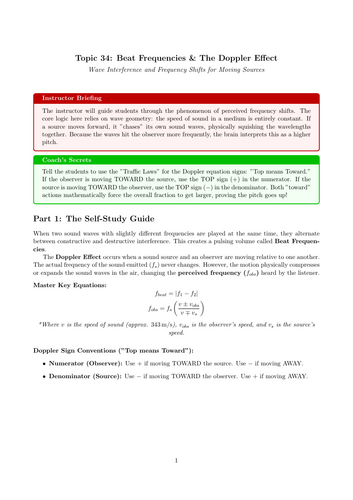 AS-Level Physics Cover Work: Beat Frequencies & The Doppler Effect (No Prep)