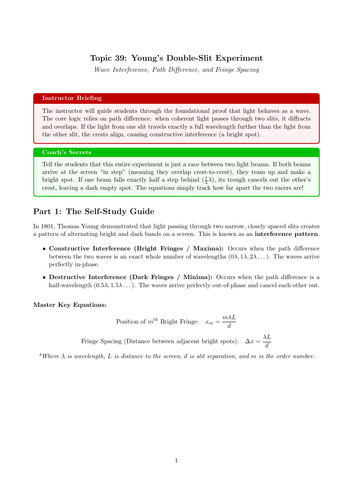 AS-Level Physics Cover Work: Young’s Double-Slit Experiment (No Prep)