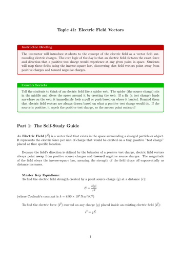 AS-Level Physics Cover Work: Electric Field Vectors (No Prep)