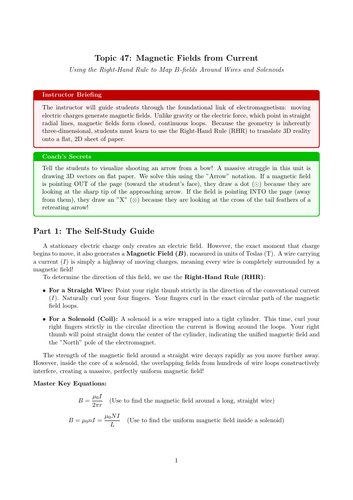 AS-Level Physics Cover Work: Magnetic Fields from Current (No Prep)
